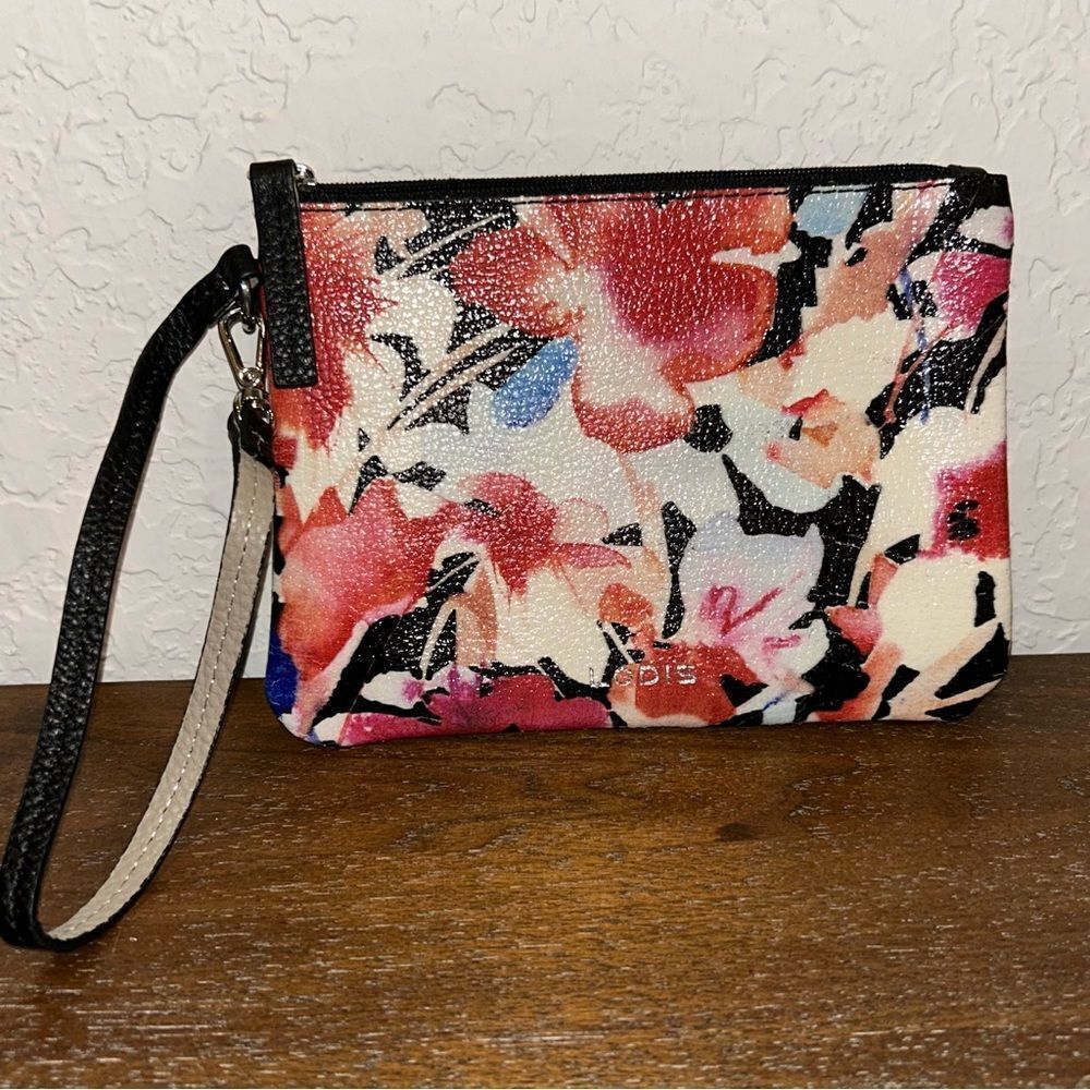 Lodis Floral Print Leather Wristlet